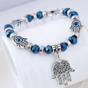 Hand of God/Evil Eye blue crystal bracelet